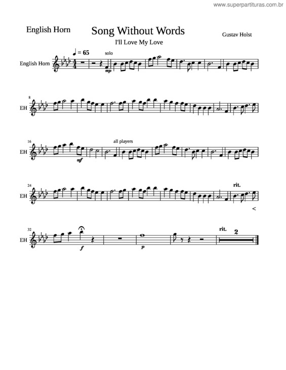 Partitura da música Second Suite For Military Band, Op.28 No.2 – Gustav Holst Song Without Words Holst Eh Part