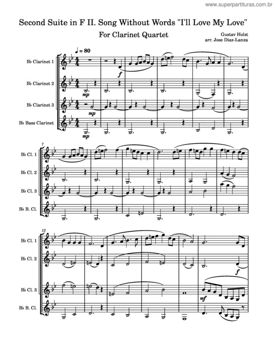 Partitura da música Second Suite In F – Ii Without Words Ill Love My Love – Gustav Holst Second Suite In F Ii. Song Without Words  Ill Love My Love