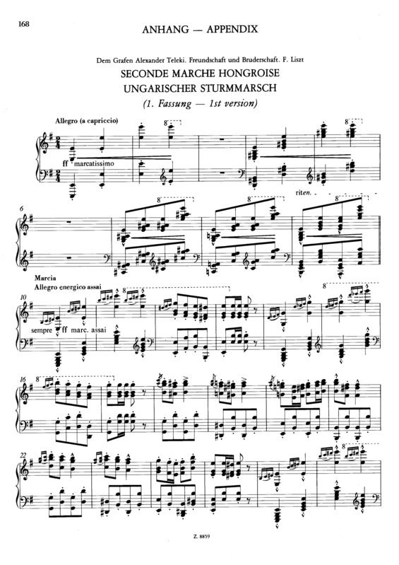 Partitura da música Seconde Marche Hongroise S.232