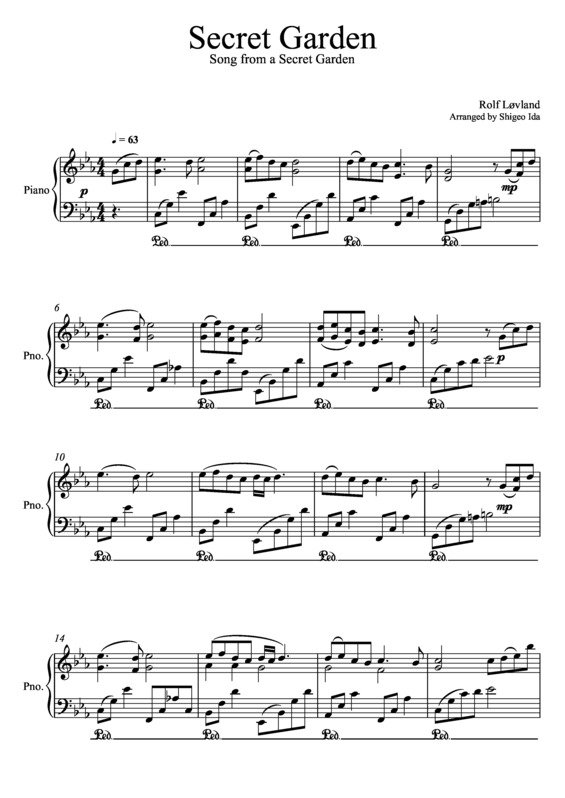 Partitura da música Secret Garden v.2