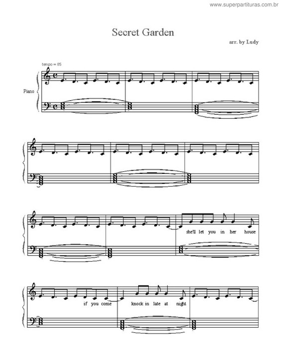 Partitura da música Secret Garden