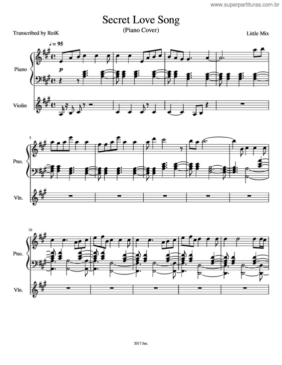 Partitura da música Secret Love Song Feat Jason Derulo Little Mix Edit Violin