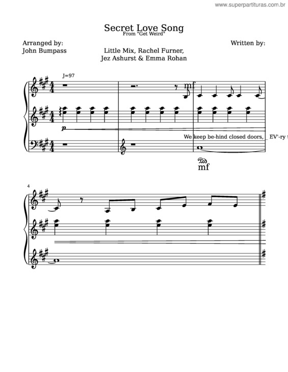 Partitura da música Secret Love Song v.2