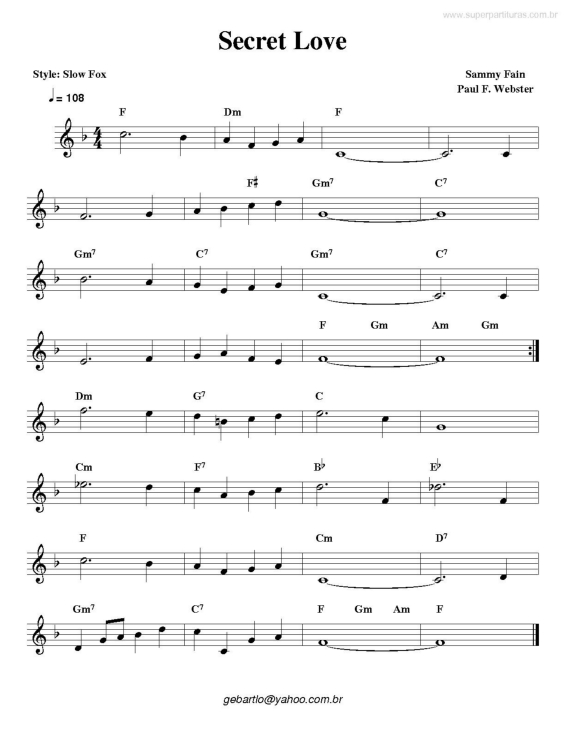 Partitura da música Secret Love