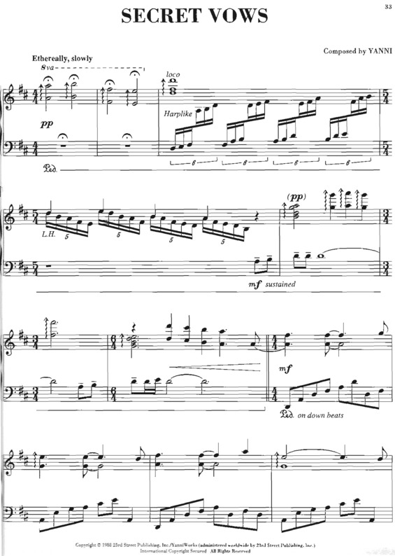 Partitura da música Secret Vows