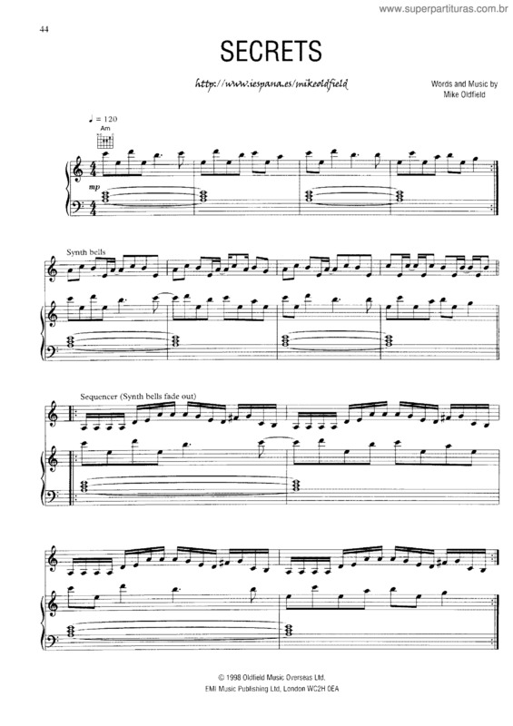 Partitura da música Secrets v.2