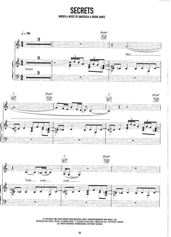 Partitura da música Secrets v.3