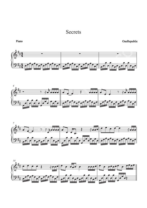 Partitura da música Secrets v.5
