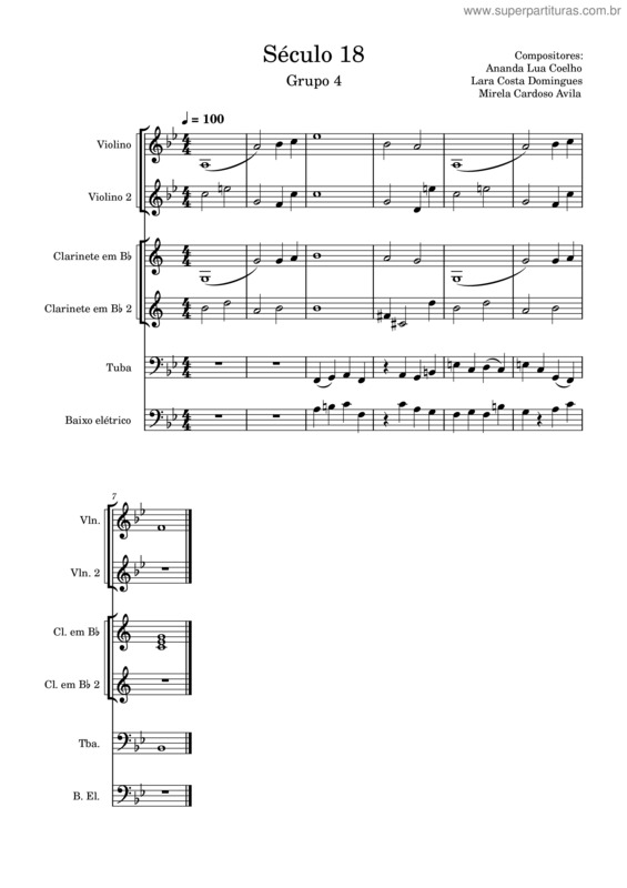 Partitura da música Século 18 – Grupo 4 – Mezclaysonido