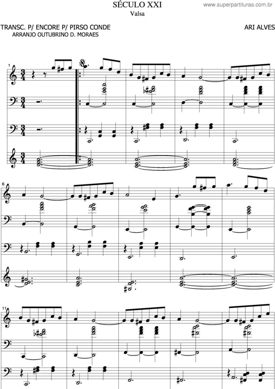 Partitura da música Século XXI