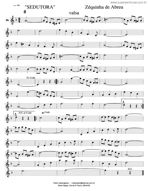 Partitura da música Sedutora