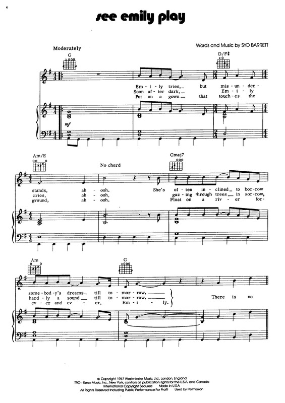 Partitura da música See Emily Play v.4