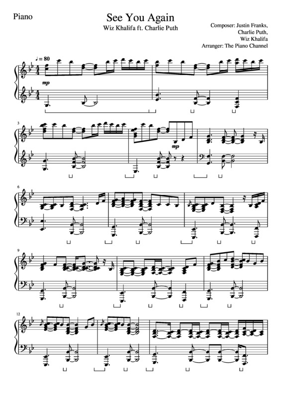 Partitura da música See You Again v.5