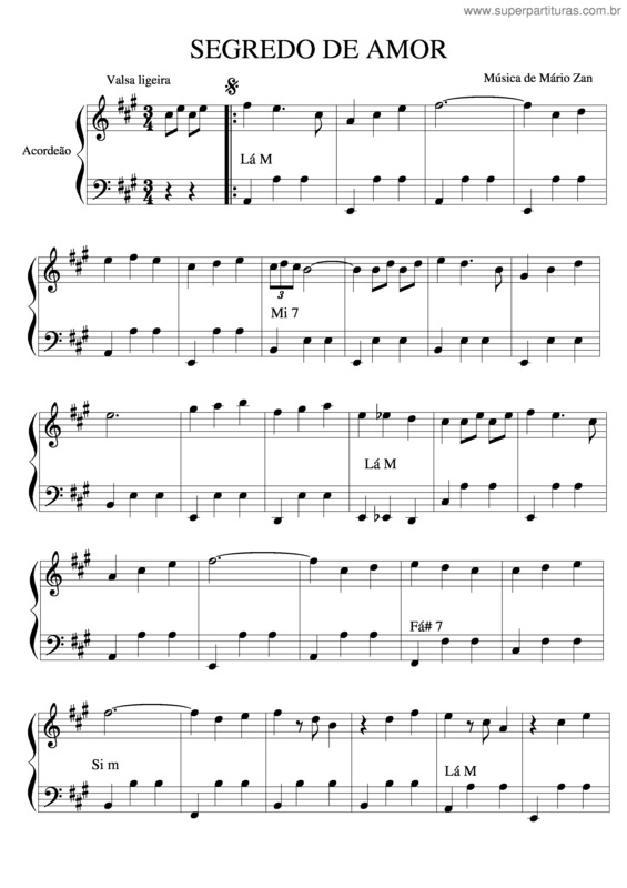 Partitura da música Segredo De Amor