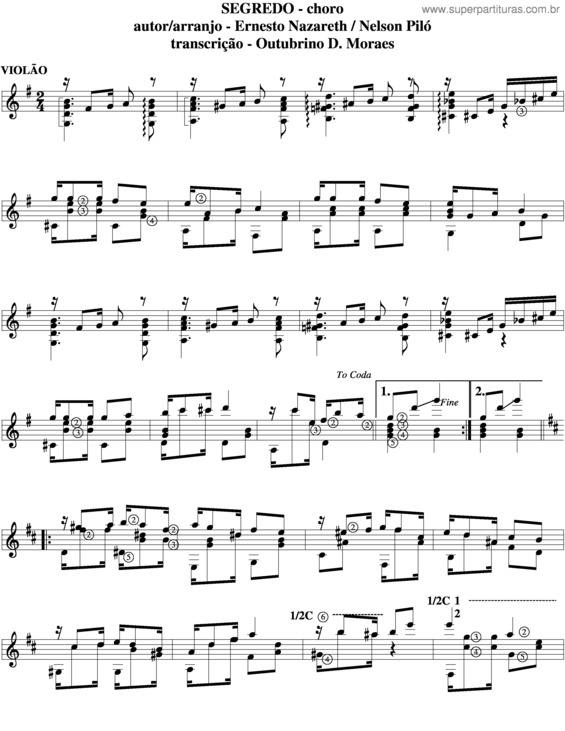 Partitura da música Segredo v.4