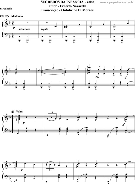 Partitura da música Segredos Da Infância v.3