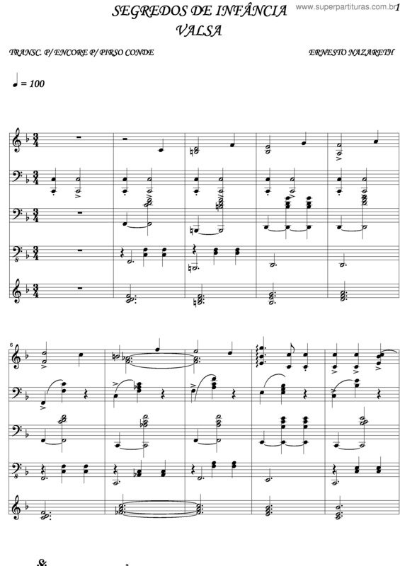 Partitura da música Segredos Da Infância v.4