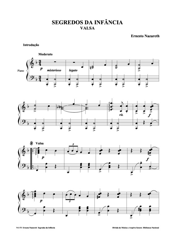 Partitura da música Segredos Da Infância v.5