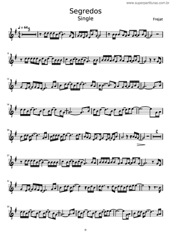 Partitura da música Segredos Otávio