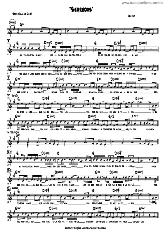 Partitura da música Segredos V.2
