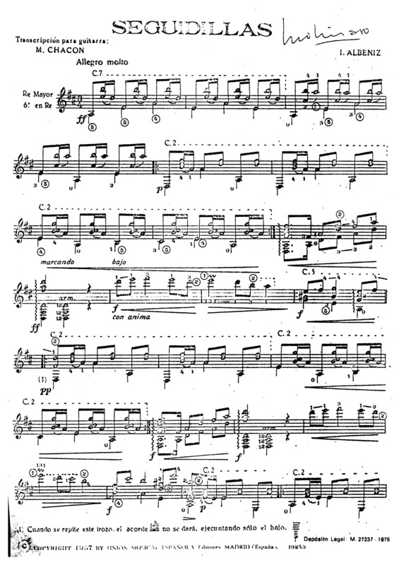 Partitura da música Seguidillas