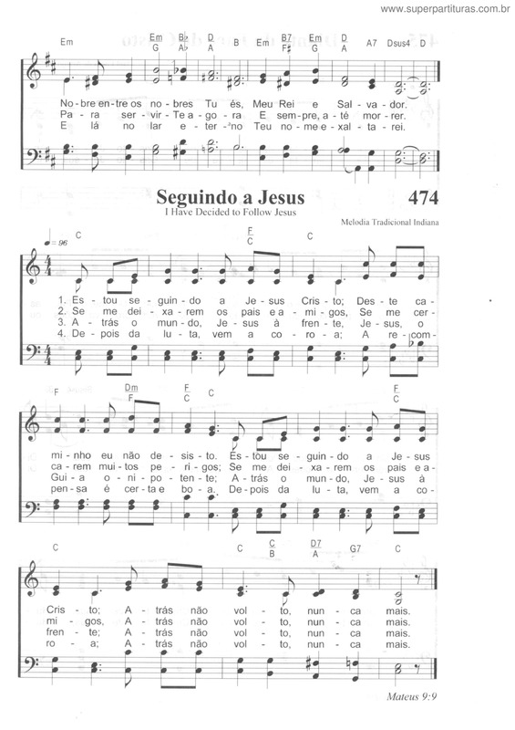 Partitura da música Seguindo A Jesus v.2