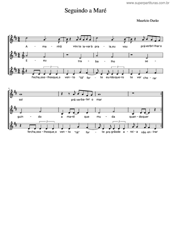 Partitura da música Seguindo A Maré – Mauricio Durão v.3