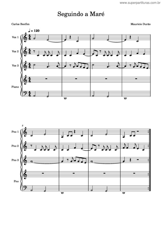 Partitura da música Seguindo A Maré – Mauricio Durão