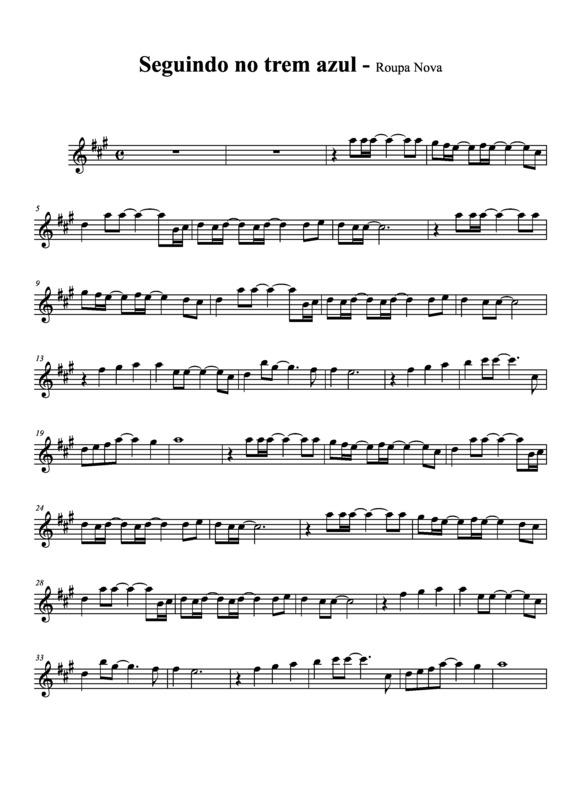 Partitura da música Seguindo no Trem Azul v.3