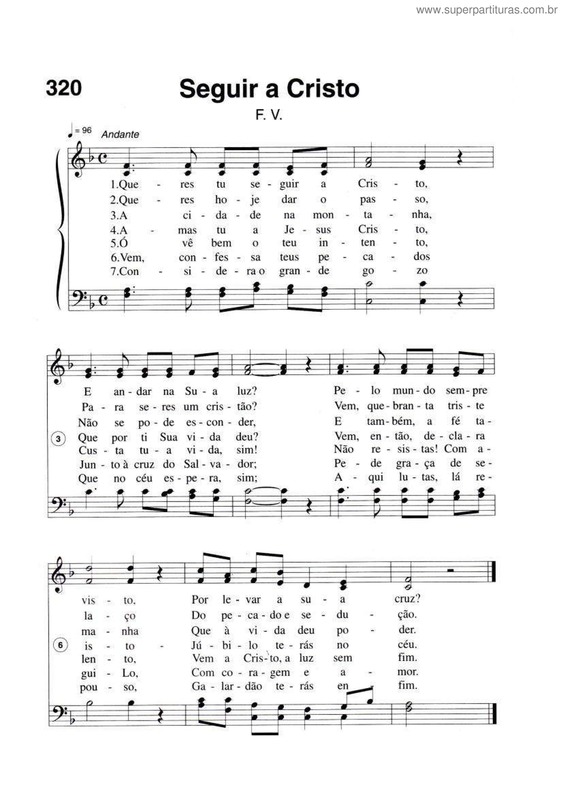 Partitura da música Seguir A Cristo