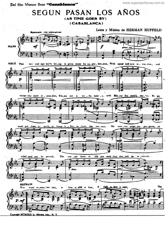 Partitura da música Según Pasan Los Años