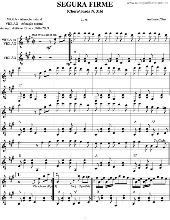 Partitura da música Segura Firme