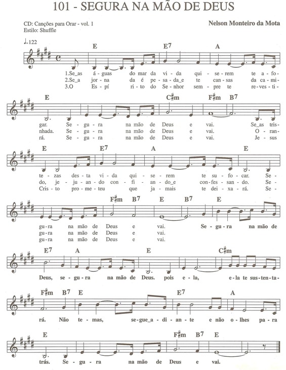 Partitura da música Segura na Mão de Deus