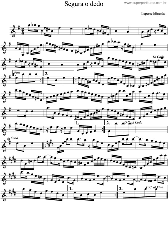 Partitura da música Segura O Dedo