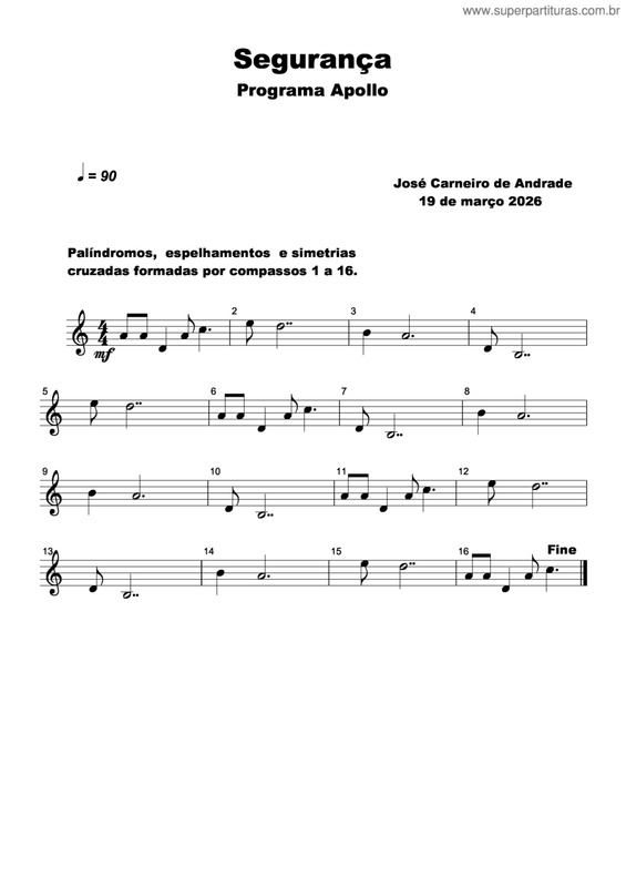 Partitura da música Segurança v.6
