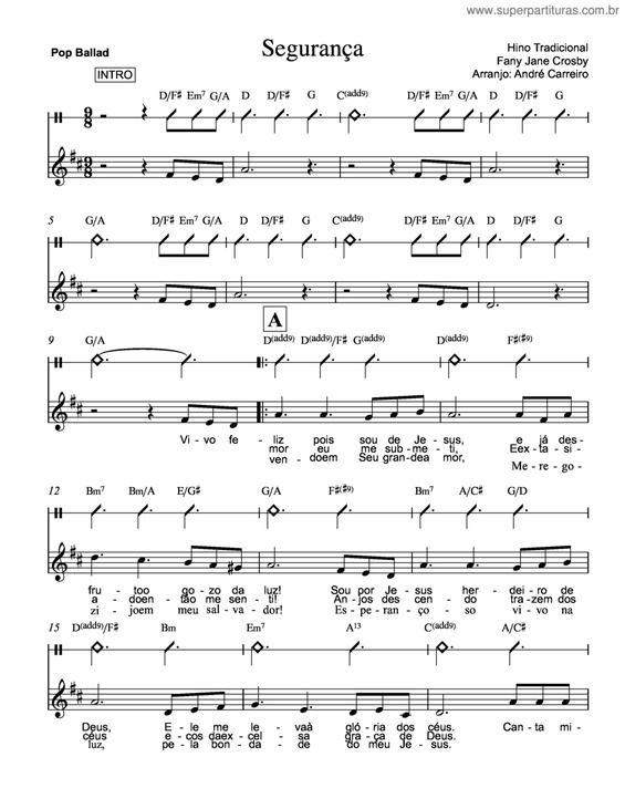 Partitura da música Segurança