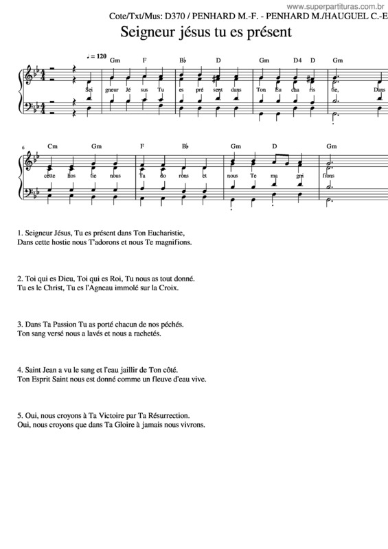 Partitura da música Seigneur Jesus Tu Es Present-D370-Dp-Satb