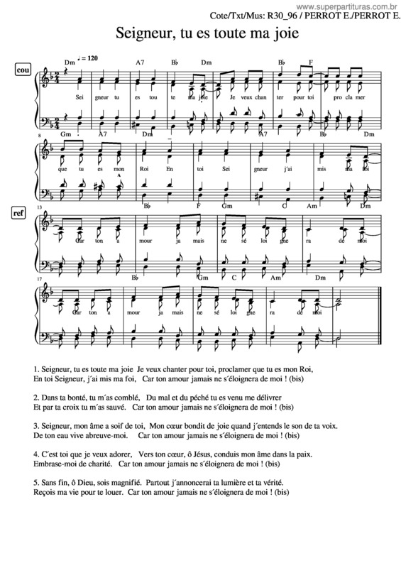 Partitura da música Seigneur Tu Es Toute Ma Joie-R30-96-Dp-Satb