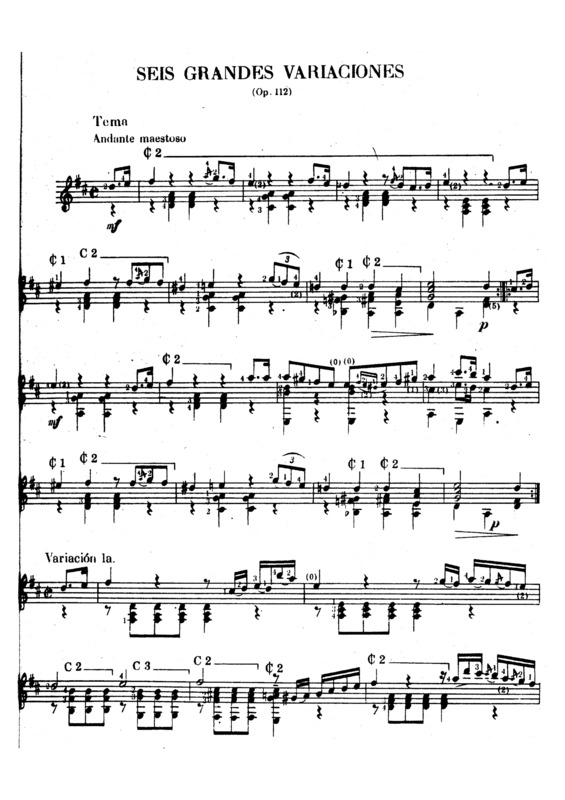 Partitura da música Seis Grandes Variaciones Op 112