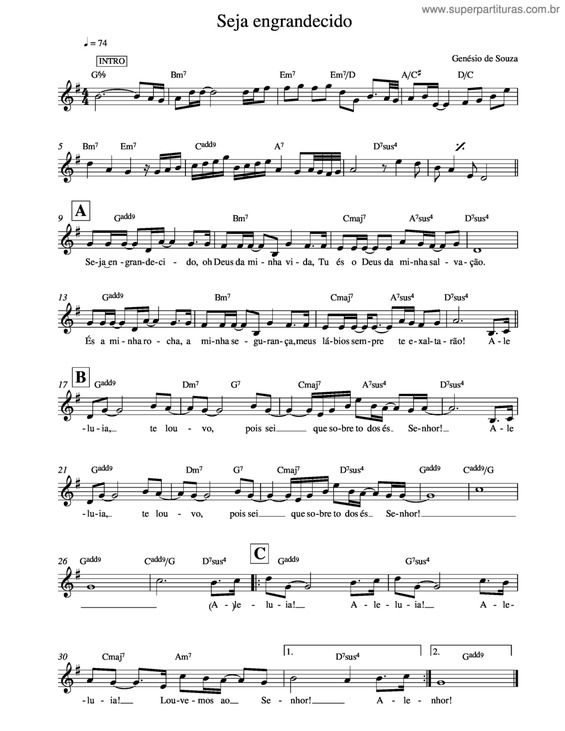 Partitura da música Seja Engrandecido v.2