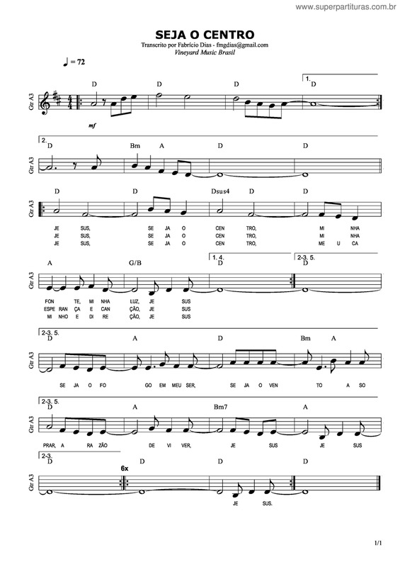 Partitura da música Seja o Centro v.2