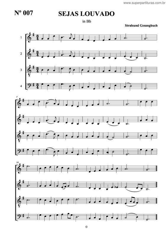 Partitura da música Sejas Louvado