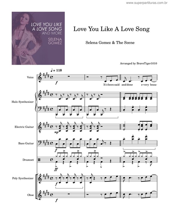 Partitura da música Selena Gomez – Love You Like A Love Song
