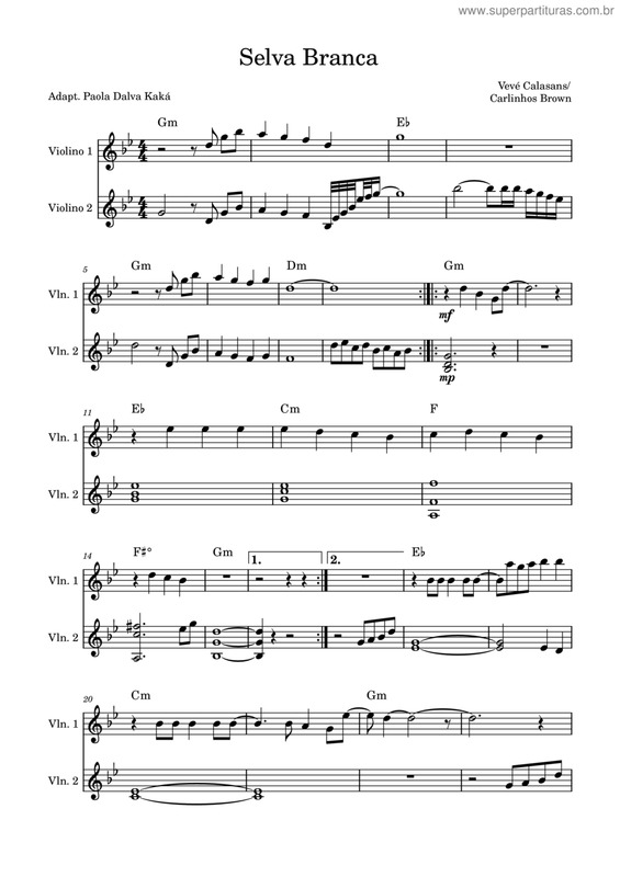 Partitura da música Selva Branca v.4