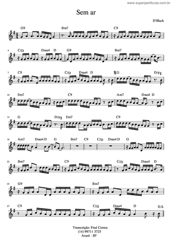 Partitura da música Sem Ar v.2