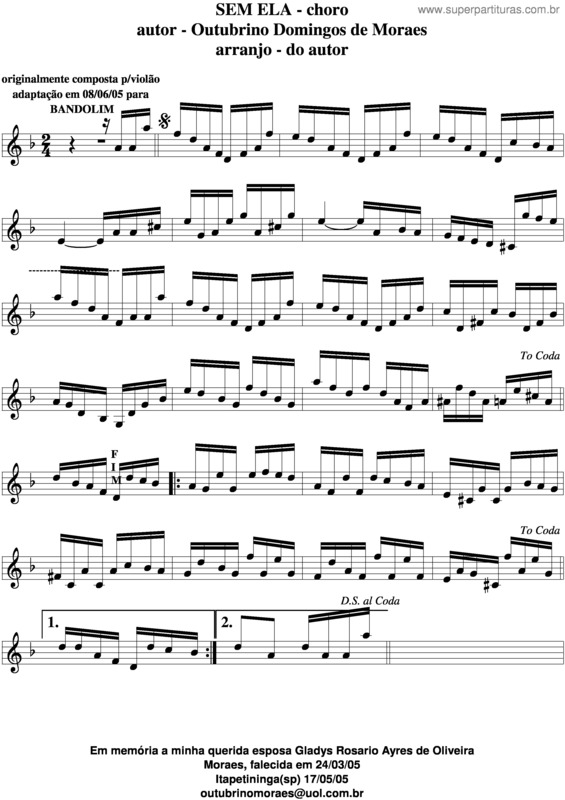 Partitura da música Sem Ela v.2