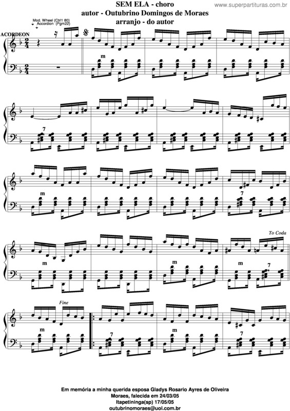 Partitura da música Sem Ela v.4