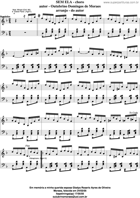 Partitura da música Sem Ela v.5