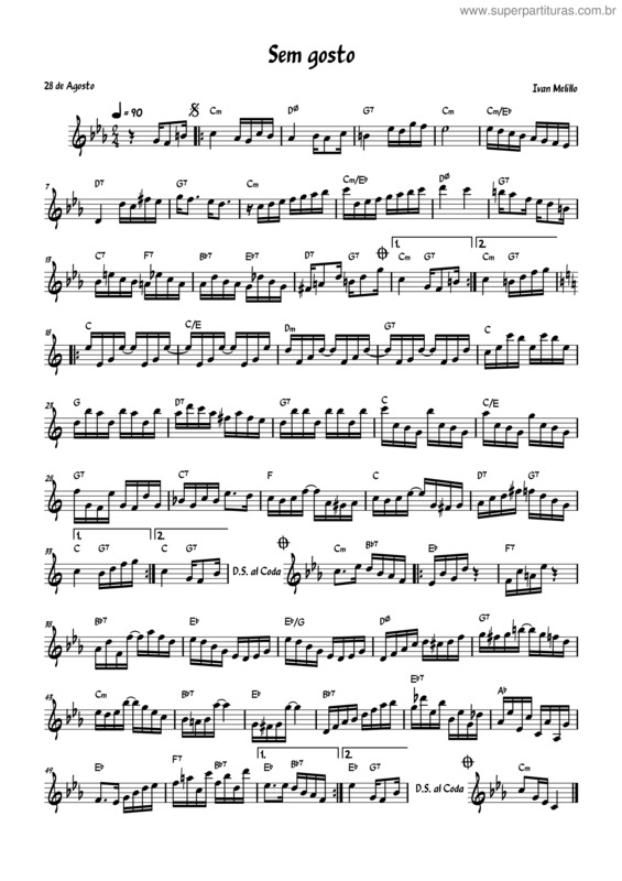 Partitura da música Sem Gosto