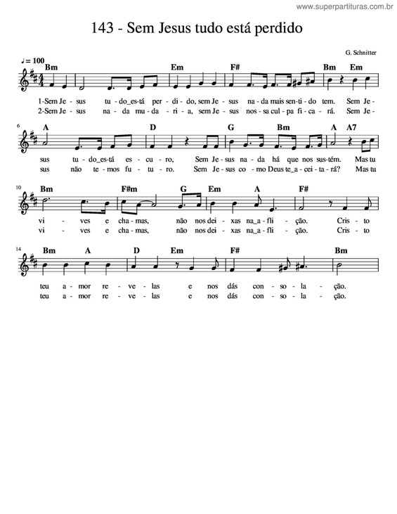 Partitura da música Sem Jesus Tudo Está Perdido